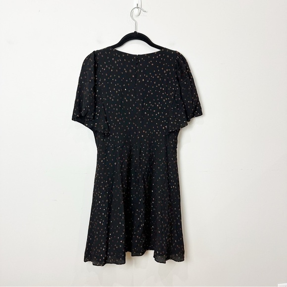 Madewell Cape Sleeve Mini Dress Metallic Dot Black - Picture 5 of 10